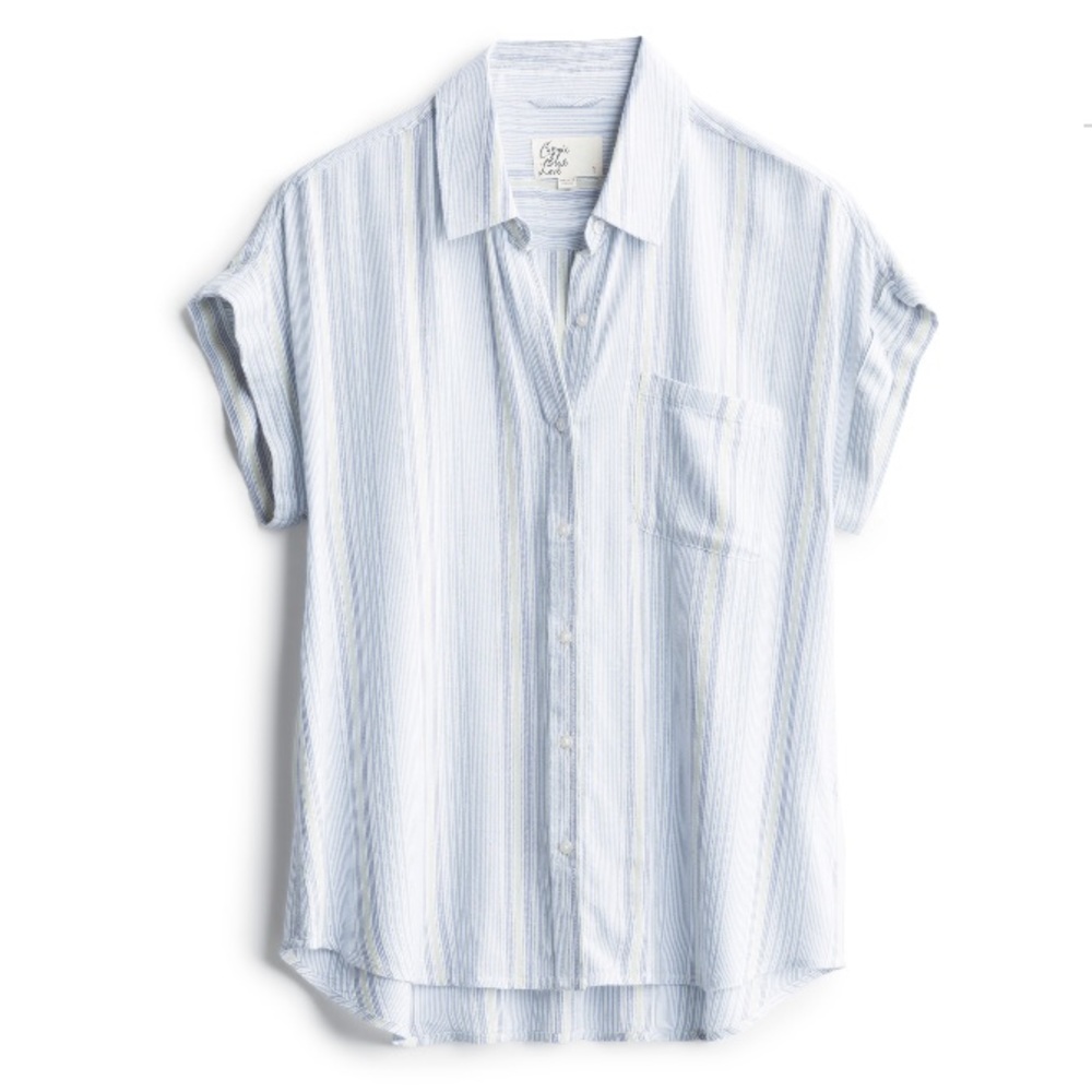 Cosmic Blue Love short sleeve button up